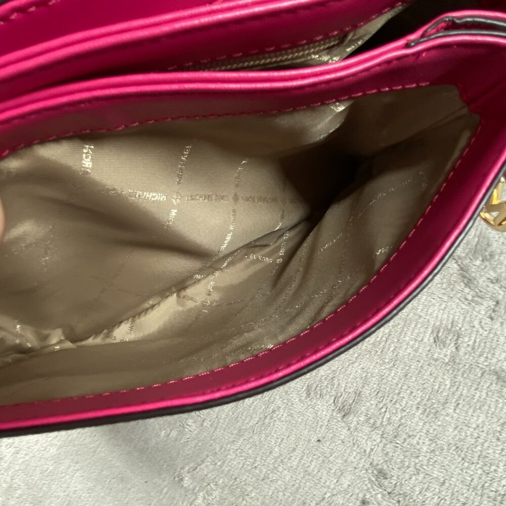 Michael Kors Addison Messenger Bag Women S Electric Pink Leather Crossbody Strap - Picture 12 of 16
